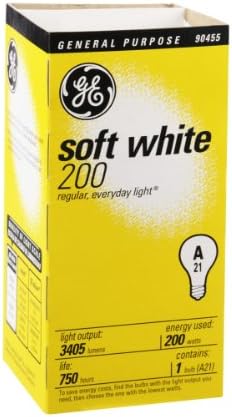 GE Soft White 200 Watt General Purpose Light Bulb — main product image