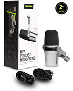 Shure MV7-S-cr Silver USB Podcast Microphone