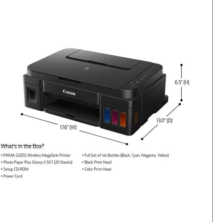 Canon PIXMA G3202 Wireless MegaTank Color Printer Bundle