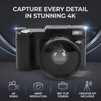 Heayzoki 4K Autofocus Digital Camera Kit with Flip Screen