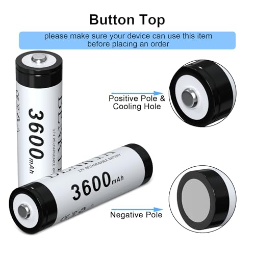 MLGBDC 18650 Button Top Rechargeable Batteries, 4-Pack — main product image