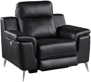 Lexicon Antonio Power Reclining Chair 19" Modern Leather Black