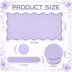 Sabary Scalloped Desk Mat and Keyboard Wrist Rest Set