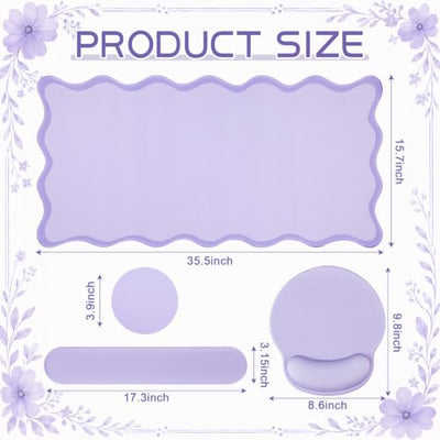 Sabary Scalloped Desk Mat and Keyboard Wrist Rest Set