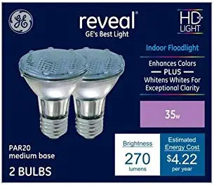 GE 33127 Reveal 35W PAR20 Halogen Light Bulbs (2-Pack)