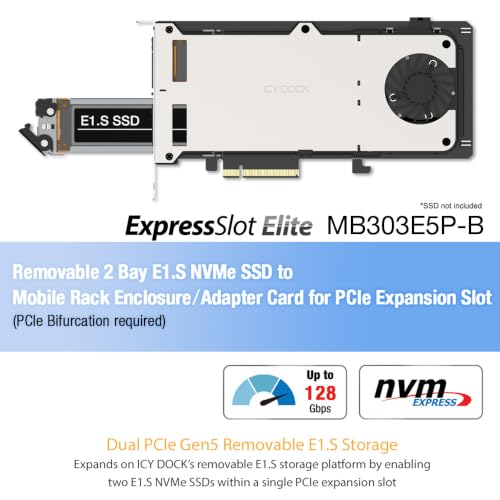 ICY DOCK ExpressSlot Elite Dual E1.S NVMe PCIe 5.0 Mobile Rack — main product image