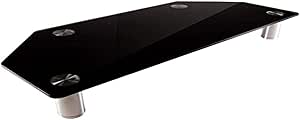 Monoprice 116358 Corner Multimedia Desktop Stand - Black Glass Riser