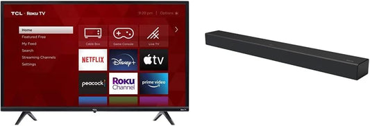 TCL 32S335 32-Inch 720p Roku Smart TV Soundbar Combo