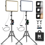 2-Pack LED Video Light Kit, NiceVeedi Studio Light, 2800-6500K Dimmable Photography Lighting Kit with Tripod Stand&Phone Holder, 73