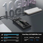 Raxmolo Dual-Bay M.2 NVMe and SATA SSD Enclosure