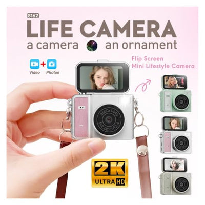 NKVADZBSFEP 2K Thumb Keychain Action Camera with Flip Screen