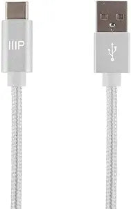 Monoprice 138904 USB-C to Type-A Nylon Braid Cable White — main product image