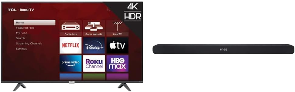 TCL 50S435 50-Inch 4K Roku Smart TV with Dolby Atmos Soundbar