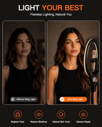 Sensyne 10'' Ring Light with 50'' Extendable Tripod Stand, LED Circle Lights with Phone Holder for Live Stream/Makeup/YouTube Video/TikTok, Compatible with All Phones