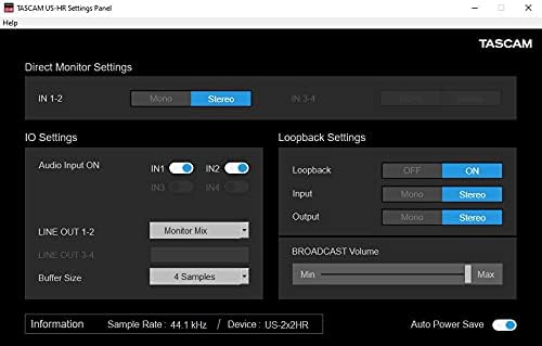 Tascam US2X2HR USB Audio Interface for Recording