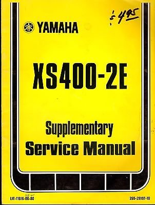 Yamaha LIT-11616-00-80 1978 XS400-2E Service Manual