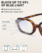 Bossace Rectangle Blue Light Glasses for Women, 2-Pack