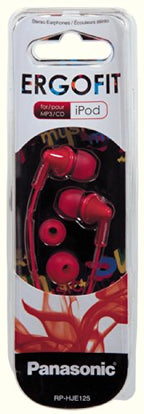 Panasonic RP-HJE125E-R Ergofit In-Ear Wired Earphones - Red