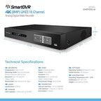 Amcrest AMDV5116-I3 16-Channel 4K AI Pentabrid DVR (Renewed)