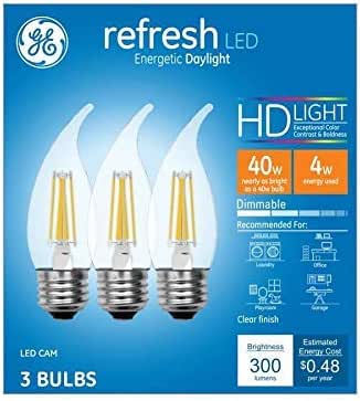 GE Refresh 40W EQ CA10 Dimmable LED Bulb 3-Pack — main product image