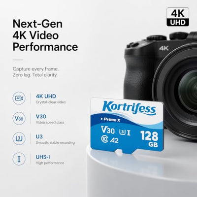 Kortrifess 128GB microSDXC UHS-I Memory Card, 2-Pack