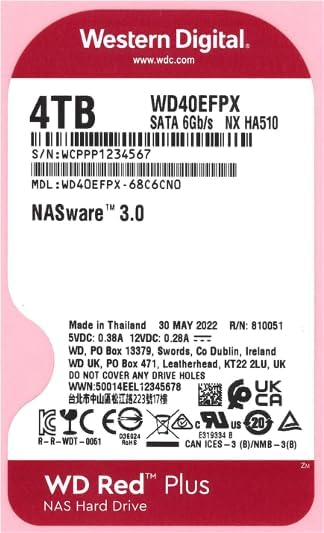 WD WD40EFPX 4TB Red Plus NAS Internal Hard Drive