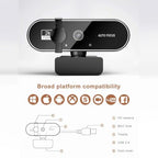 Generic 2K Auto Focus USB Webcam with Privacy Shutter