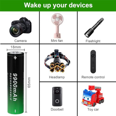 BENKIA 18650 Rechargeable Button-Top Battery and Charger Set