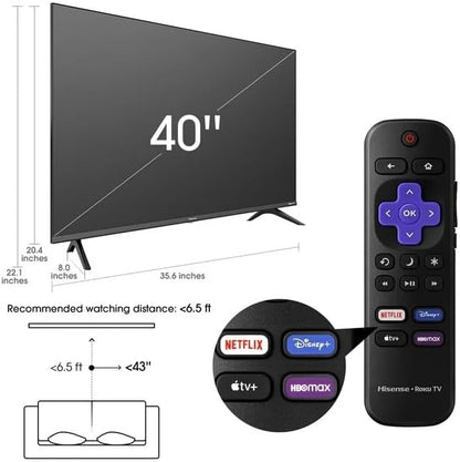 Hisense 40H4030F 40-Inch 2K 1080p Smart TV (Renewed)