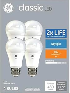 GE Classic 40-Watt EQ A19 Daylight Dimmable LED 4-Pack — main product image