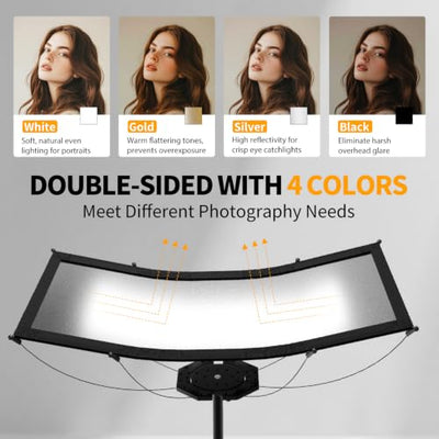 SH Photography Reflector Kit with U-Shaped Curved Panel and Stand