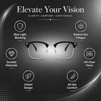 Hiiooweiyi Semi-Rimless Blue Light Blocking Computer Glasses
