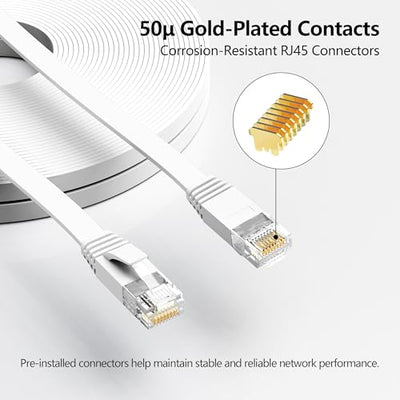 Jadaol Flat Cat 6 Ethernet Cable with Cable Clips