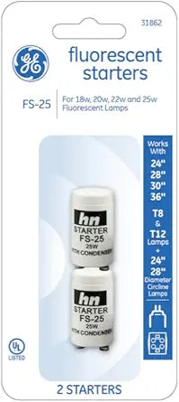 GE FS-25 Fluorescent Lamp Starters 2-Pack