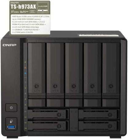QNAP TS-h973AX-8G 9-Bay QuTS Hero NAS 10GbE