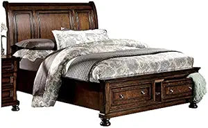 Lexicon Cumberland Queen Sleigh Bed - Brown Cherry with Storage