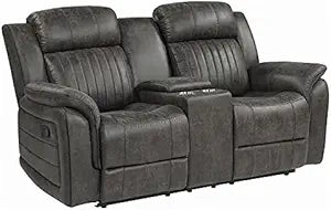 Lexicon Centeroak Double Reclining Loveseat Console Gray