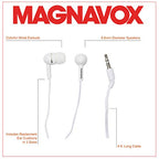 Magnavox MHP4850WH White Wired Earbuds - Comfort Stereo Sound