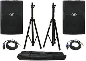 Peavey PACKAGE-386 PVx15 Pro DJ 800W 15" Speaker Stands Cables