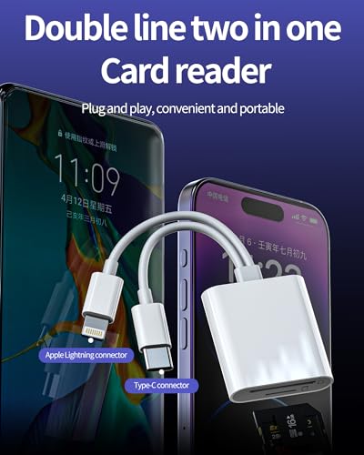 HOYULLI 2-in-1 USB-C and Lightning SD Card Reader — main product image