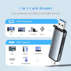 Vrllinking Dual-Slot USB-C and USB-A Memory Card Reader