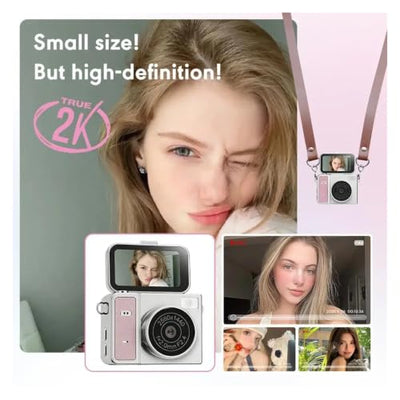 NKVADZBSFEP Retro Thumb-Sized Mini Vlog Camera with Flip Screen
