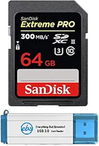 SanDisk SD_Extreme_Pro_UII_R3 64GB SDXC UHS-II Card Reader Bundle