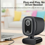 FABULETTA 4K USB Webcam with Sliding Privacy Cover