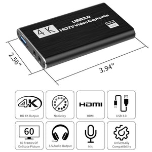 Spiritseek 4K HDMI Capture Card with Mic Input for Streaming