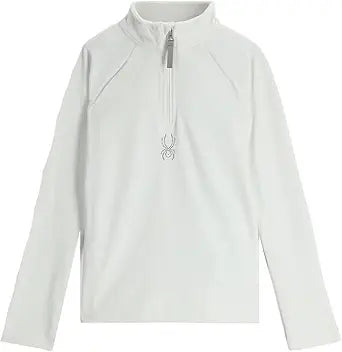 Spyder 38R125306-WHT Girl's Shimmer Bug 1/2 Zip Top - White — main product image