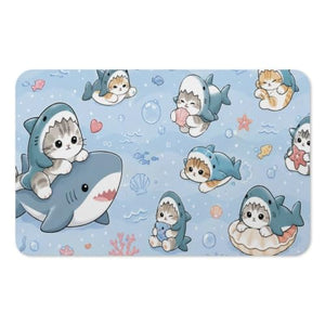 Jennirence Kawaii Cats Shark Costume Extended Mouse Pad