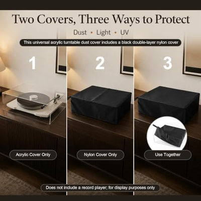 LUTQ Universal Acrylic Turntable Dust Cover with Nylon Sleeve