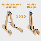 GOGHOST Wooden Folding A-Frame Guitar Stand in Maple