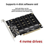 TukeSM PCIe x16 to Quad NVMe M.2 SSD Expansion Adapter Card